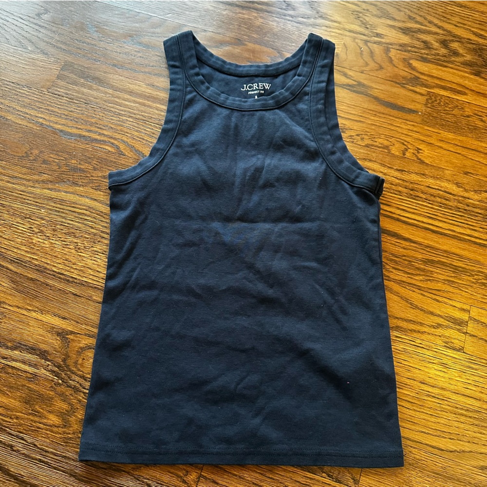 J. Crew Navy Sleeveless Basic high neck Cotton Tank Top